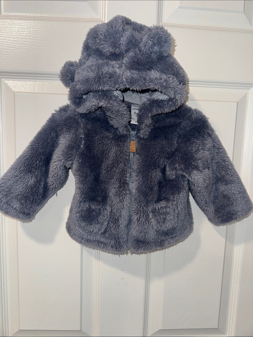 Cozy Plush Blue Baby Hooded Jacket Size 6M
